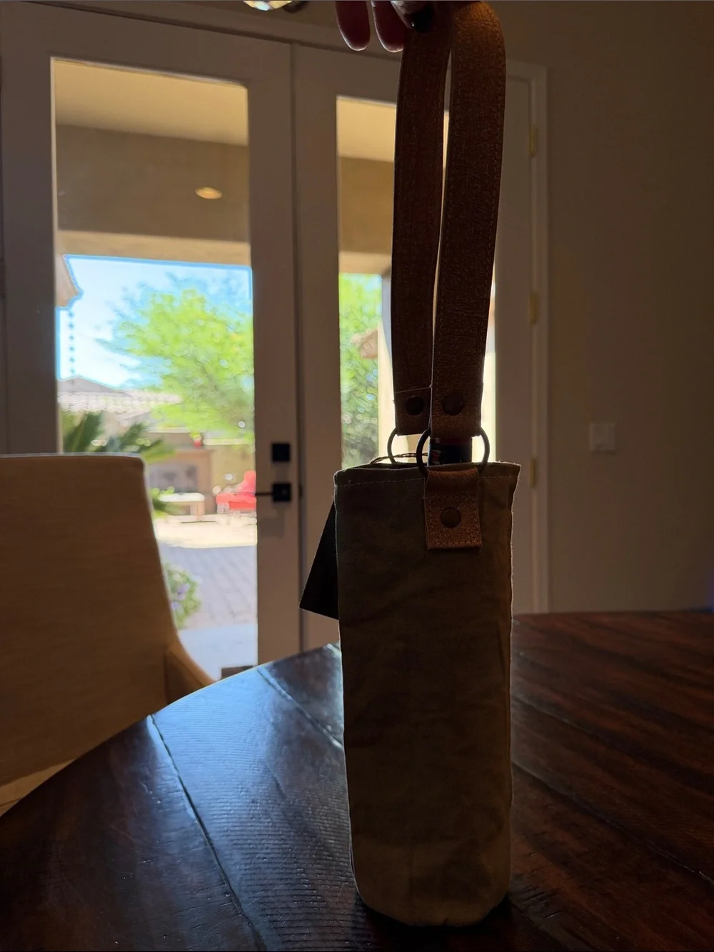 Canvas Wine Bottle Tote in Olive